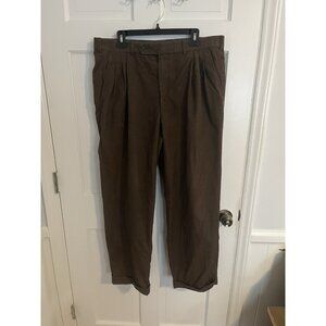 Ermenegildo Zegna CASHCO Cotton Cashmere Pleated Pants Men’s 36x30 Brown Italy